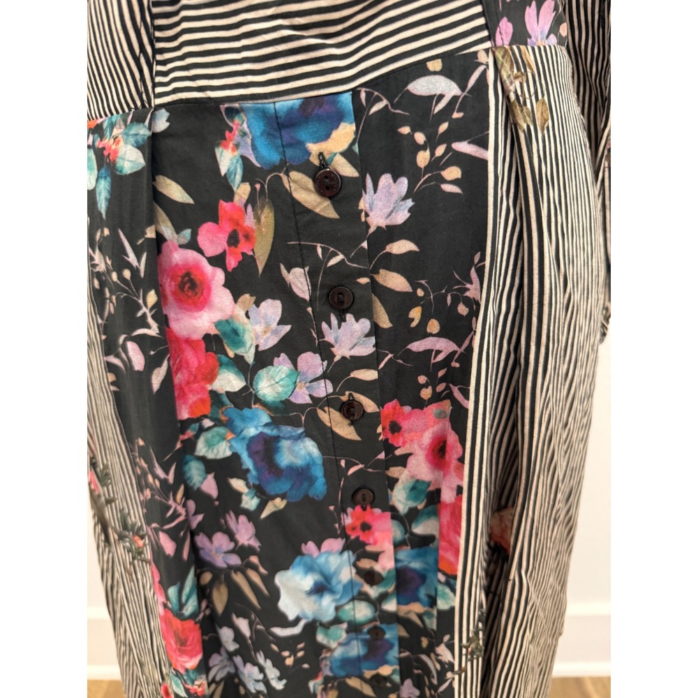 MAHILA by Tolani Annie Botanic Dress Maxi Mixed Print Tie Front Long Sleeve S - Picture 4 of 8
